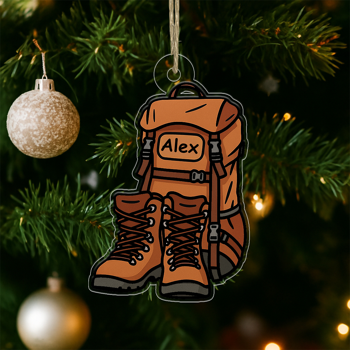 Personalized Hiking Bags Acrylic Ornament Christmas Gift