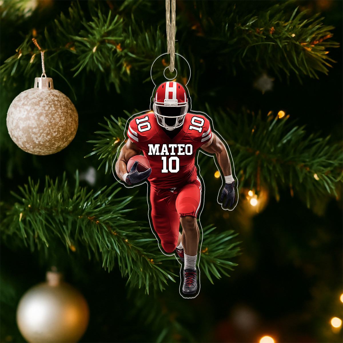 Custom Photo Football Player Acrylic Ornament Christmas Gift