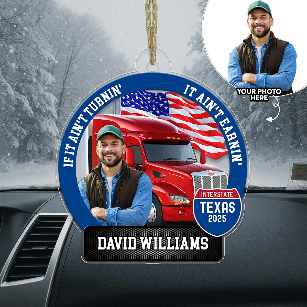 Custom Photo Trucker America Flag