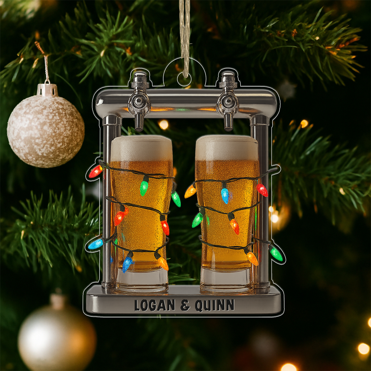 Custom Name Beer Friendship Acrylic Ornament Christmas Gift