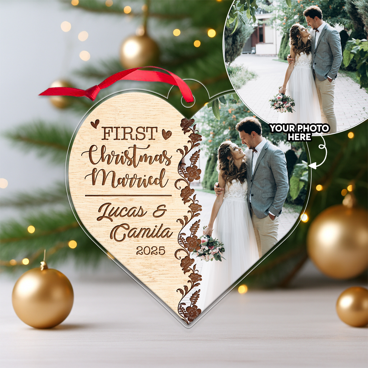 Custom Photo Couple Christmas Married