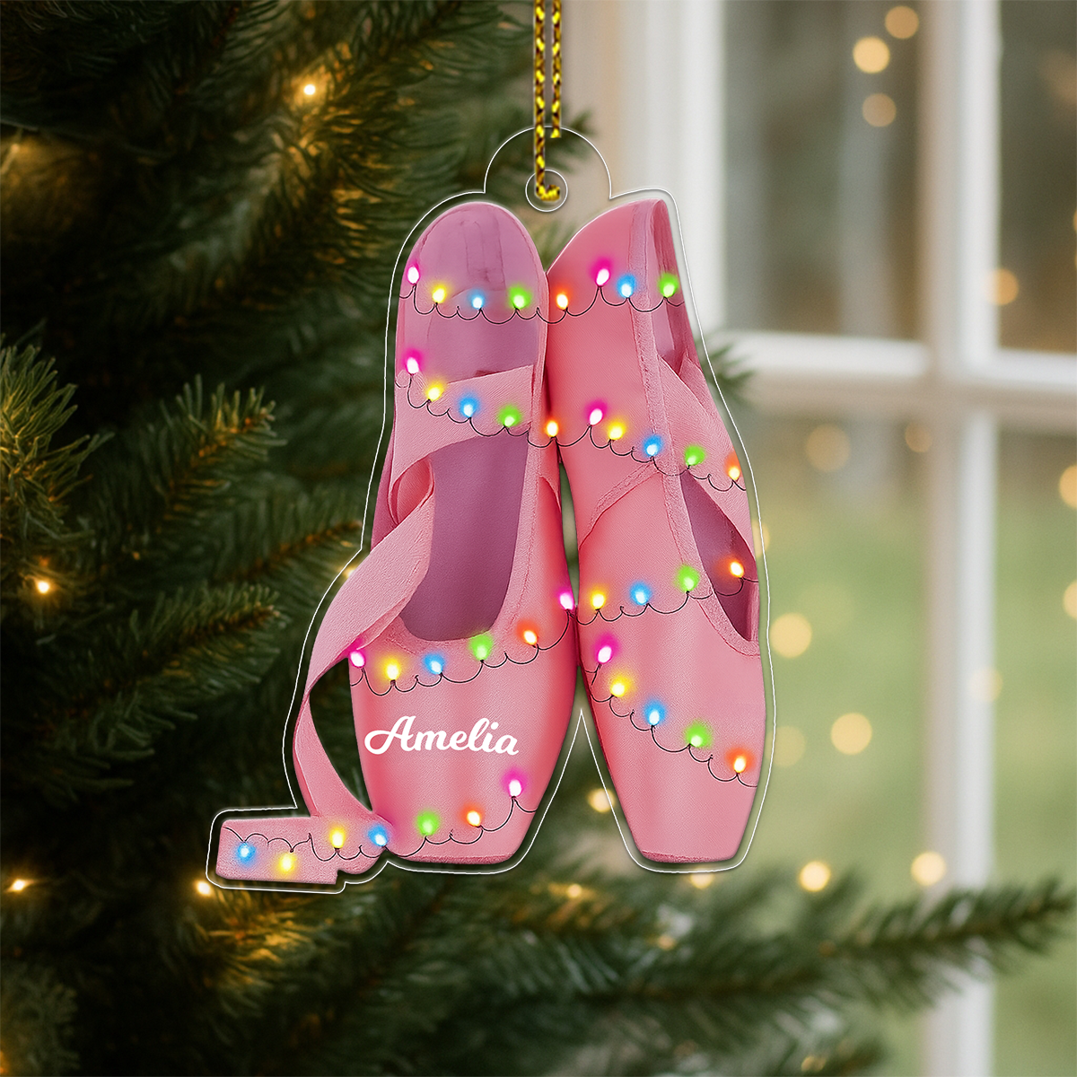 Custom Name Ballet Shoes Light Acrylic Ornament Christmas Gift