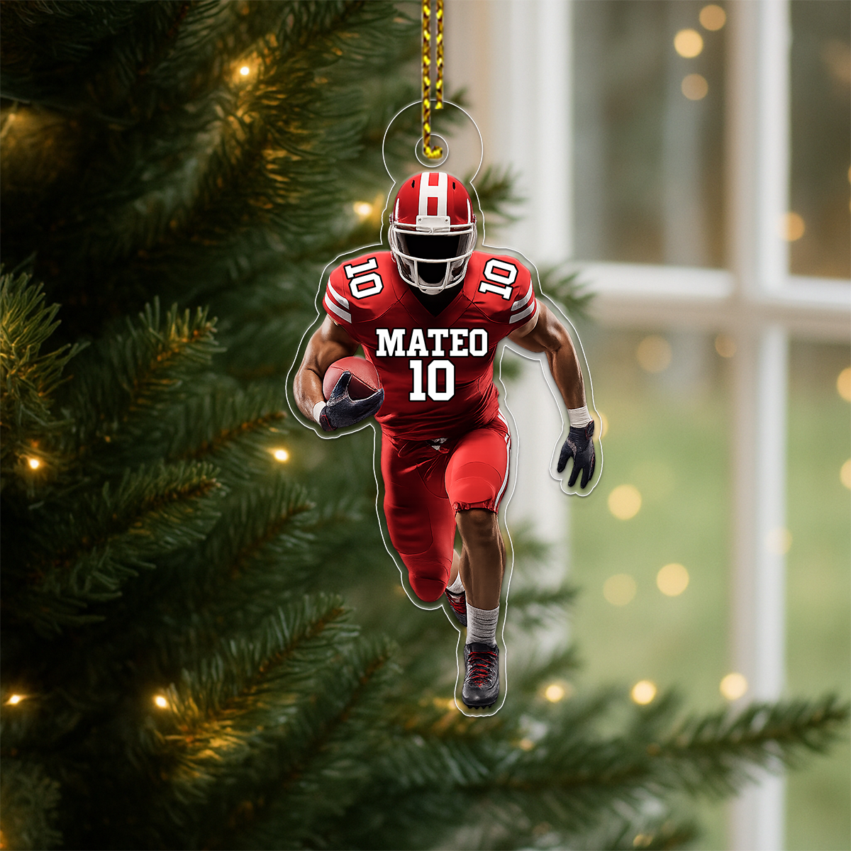 Custom Photo Football Player Acrylic Ornament Christmas Gift