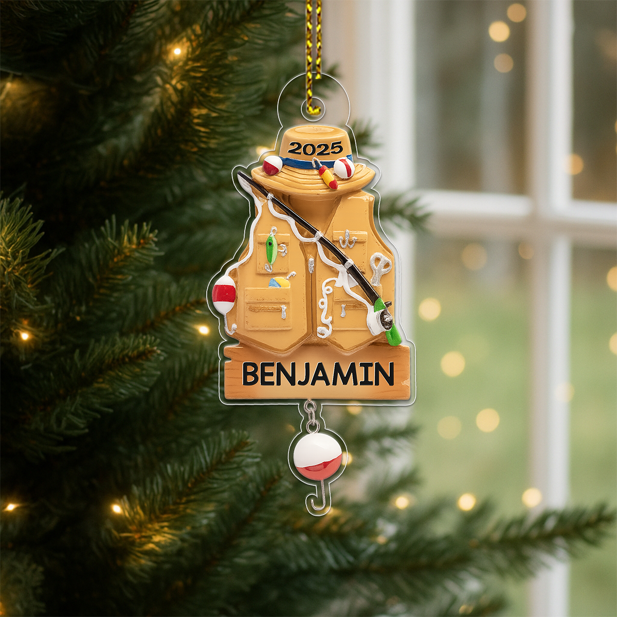 Custom Name Fishing Christmas Acrylic Ornament Christmas Gift