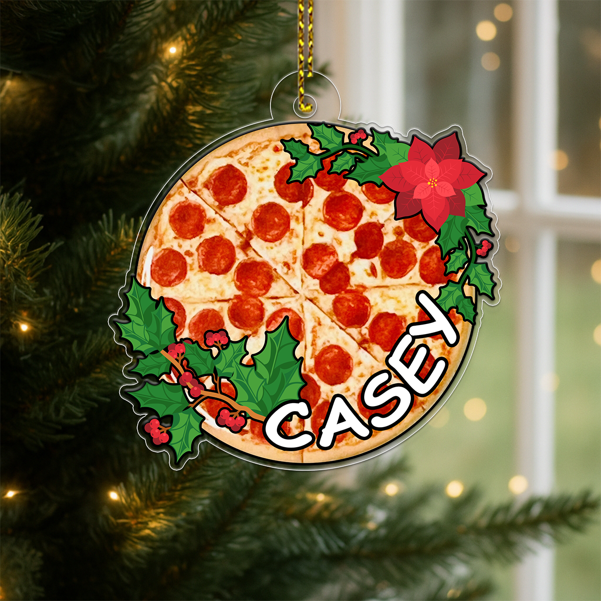 Custom Name Pizza Xmas Acrylic Ornament Christmas Gift