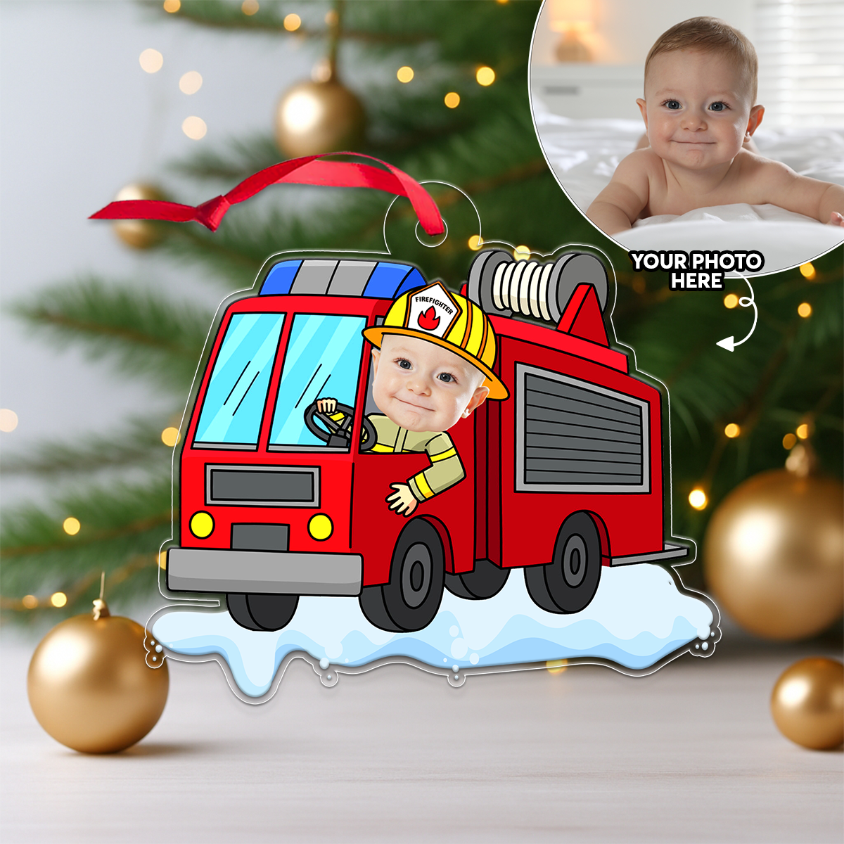 Personalized Baby Drive Fire Truck Gift For Firefighter