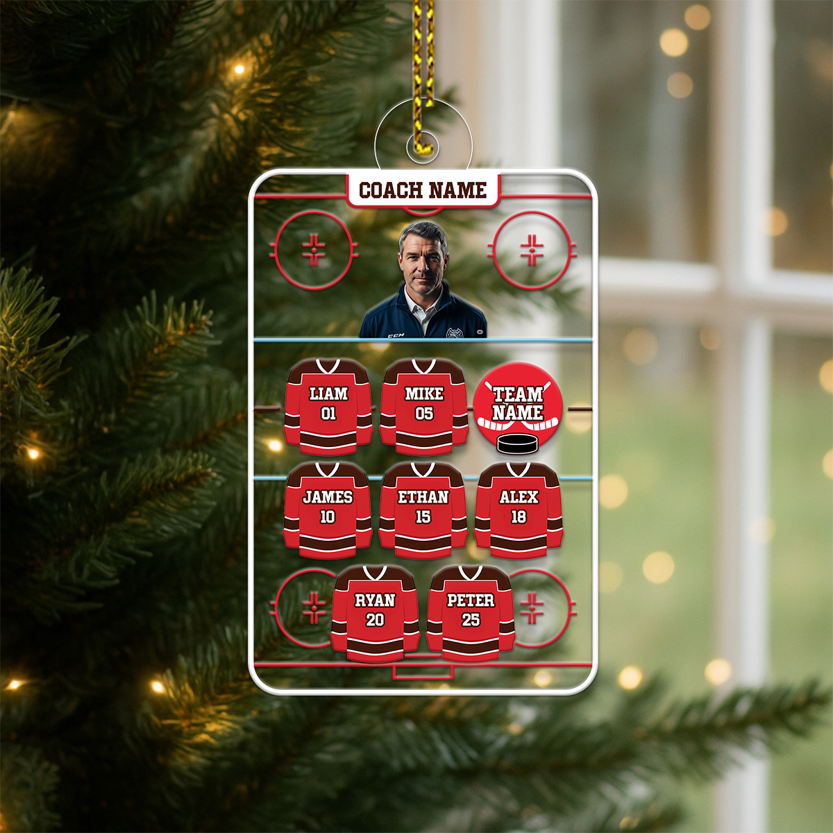 Custom Name Hockey Team Coach Acrylic Ornament Christmas Gift