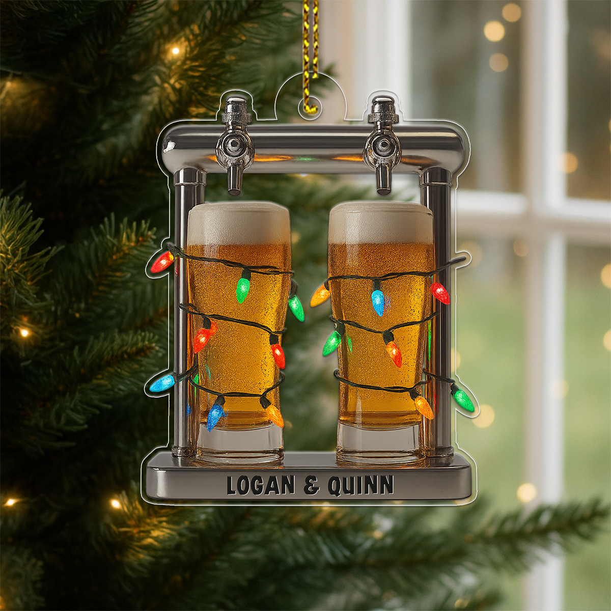 Custom Name Beer Friendship Acrylic Ornament Christmas Gift