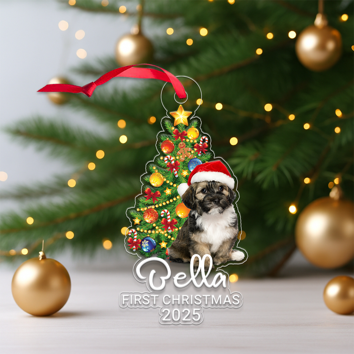 Custom Photo Dog Xmas First Christmas