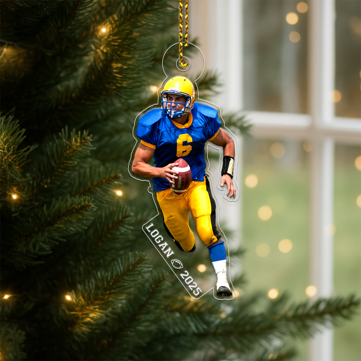 Custom Photo Football Player With Name And Number Acrylic Ornament Christmas Gift