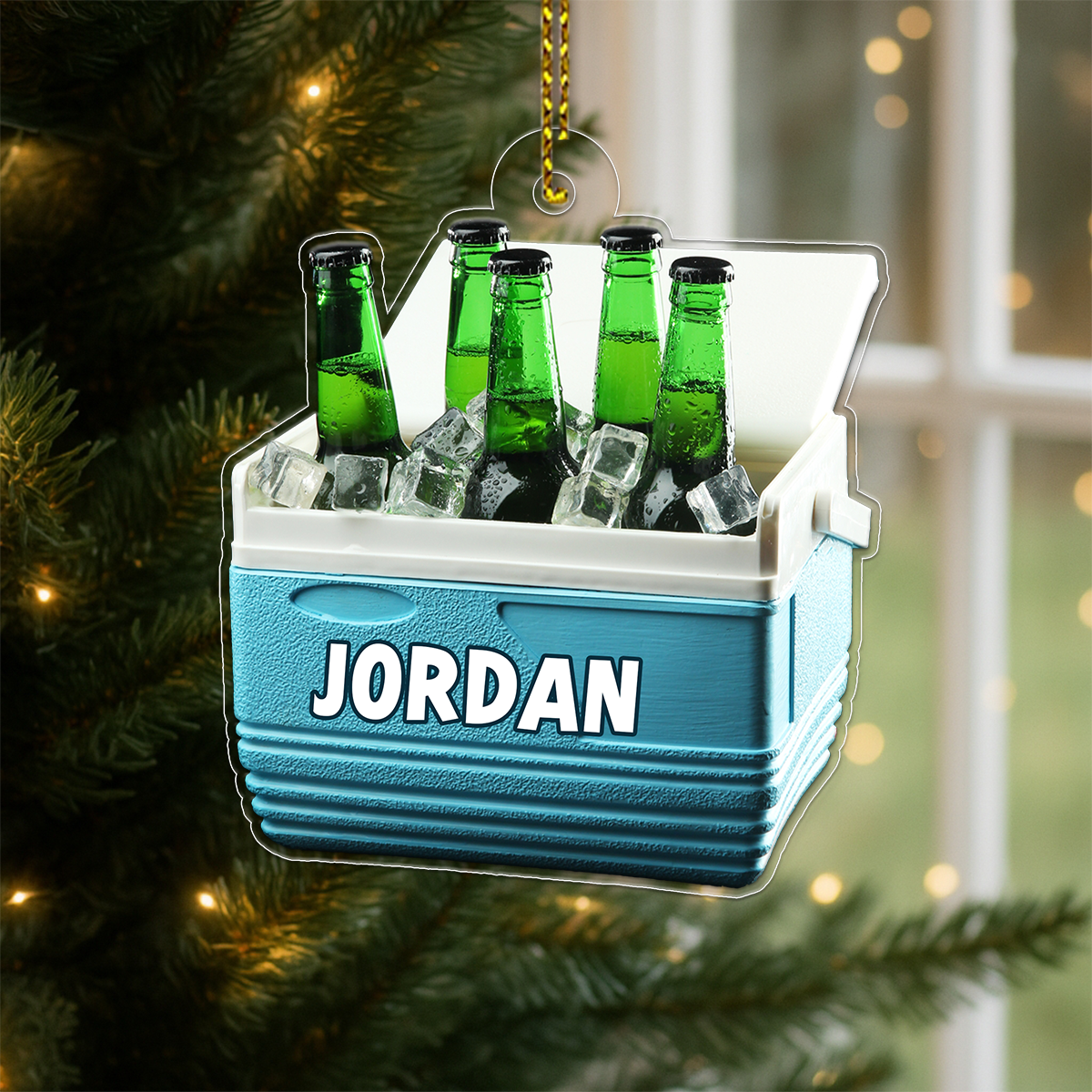 Custom Name Beer In Ice Bucket Acrylic Ornament Christmas Gift