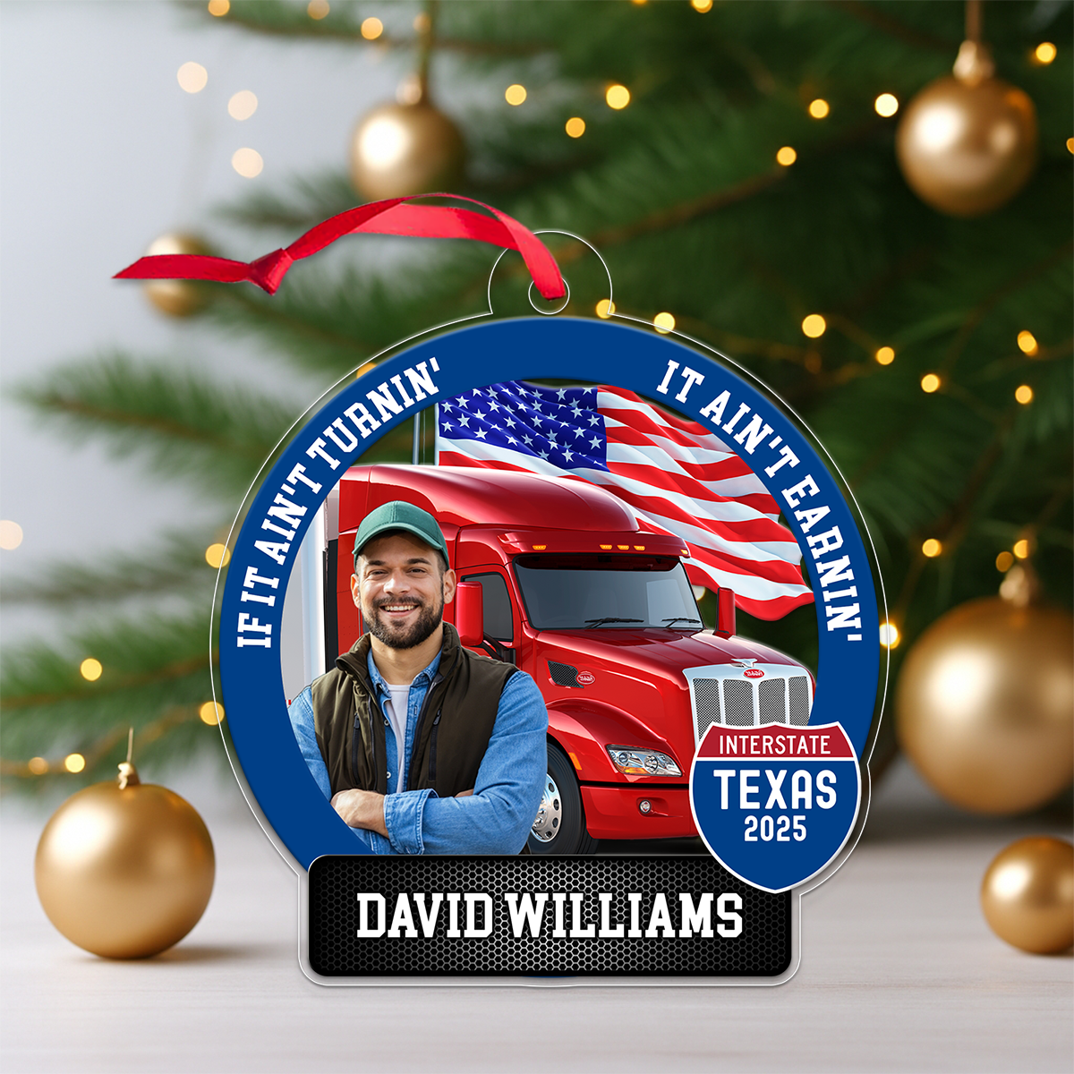 Custom Photo Trucker America Flag