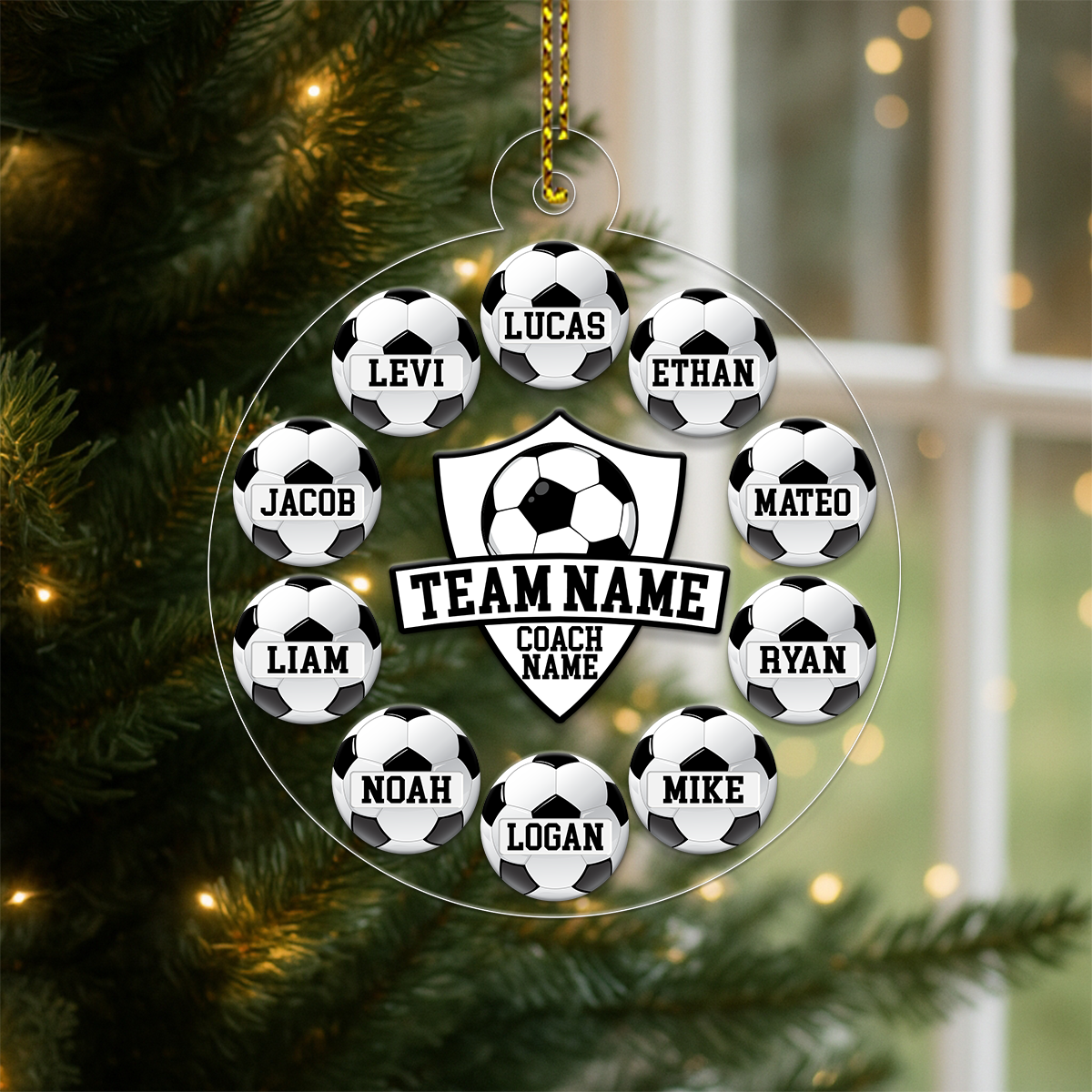 Custom Name Soccer Team Chritsmas Acrylic Ornament Christmas Gift