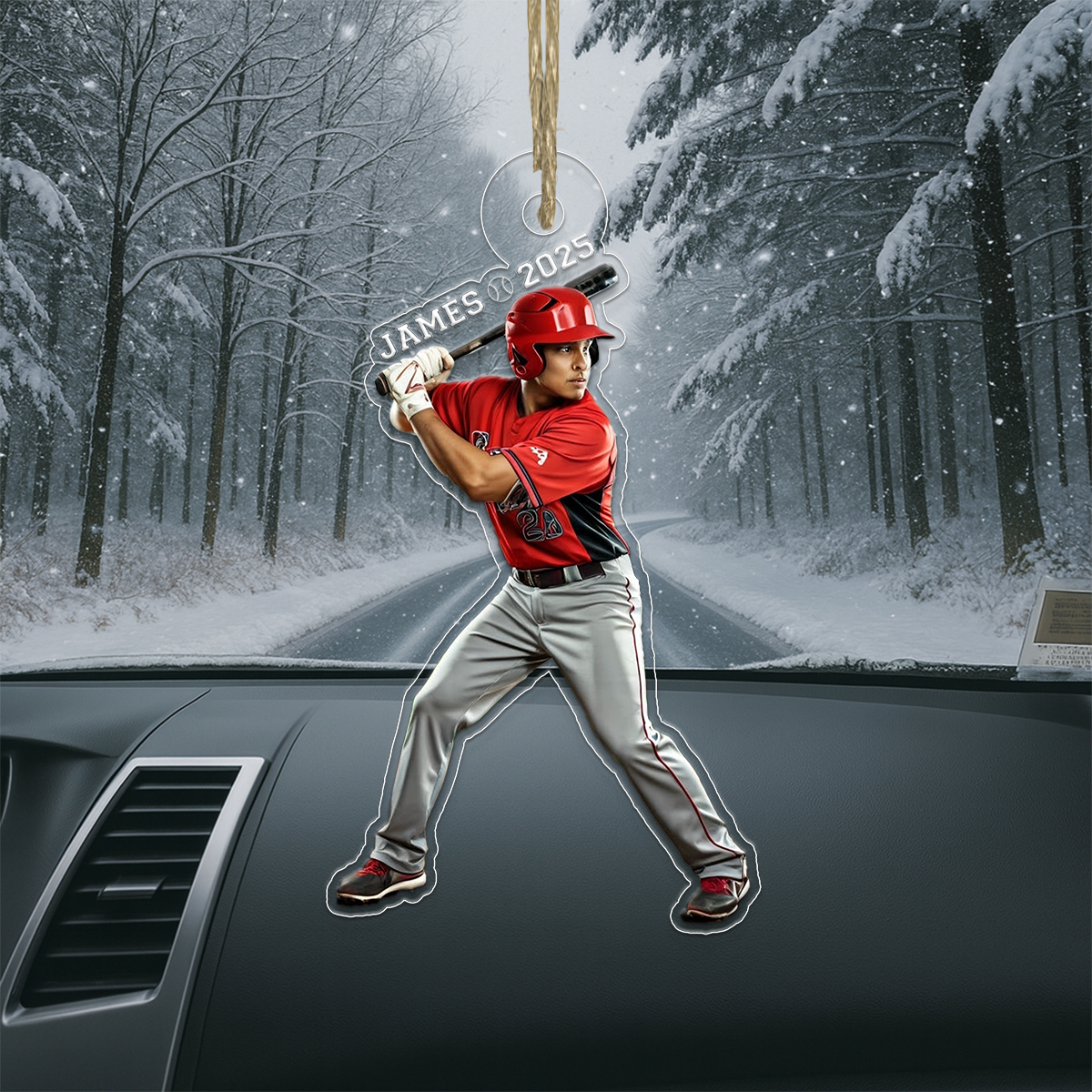 Custom Photo And Name Baseball Xmas Acrylic Ornament Christmas Gift