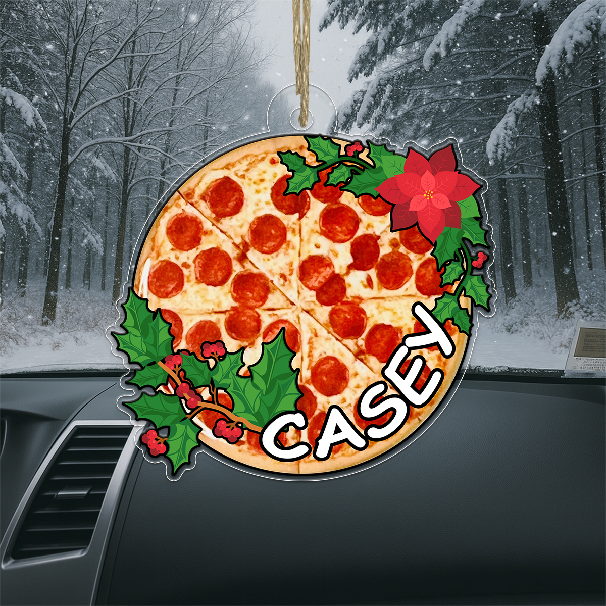 Custom Name Pizza Xmas Acrylic Ornament Christmas Gift