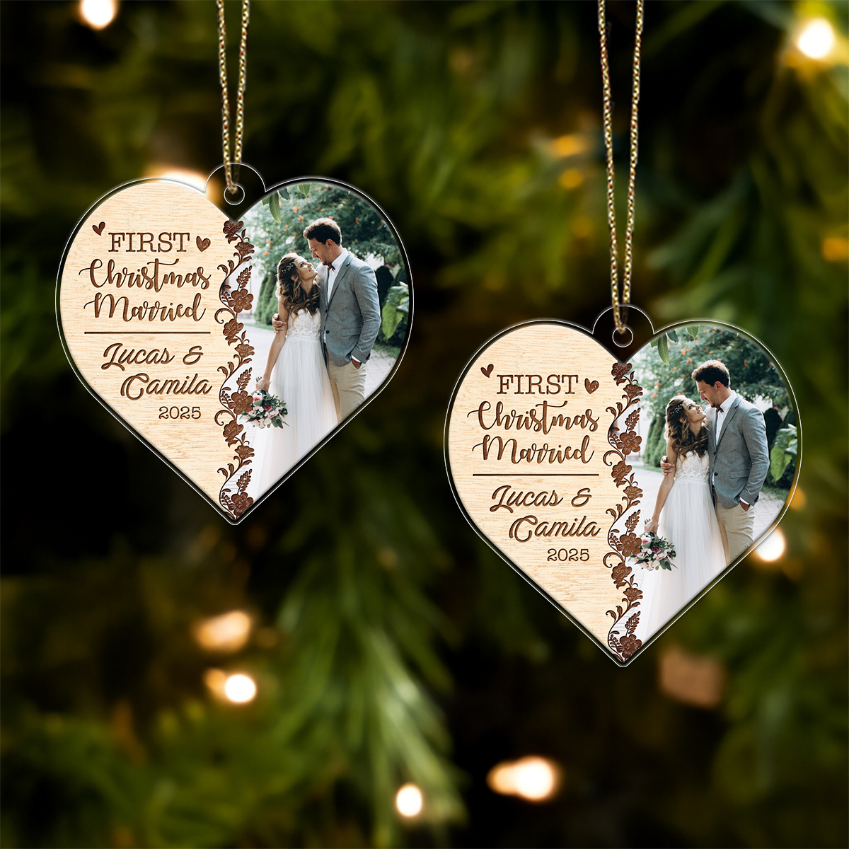 Custom Photo Couple Christmas Married