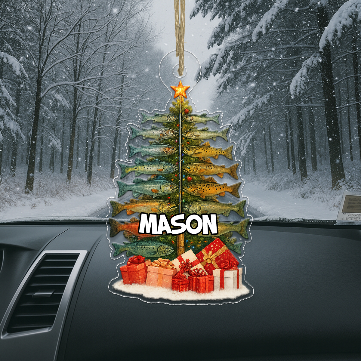 Custom Name Fishing Xmas Acrylic Ornament Christmas Gift