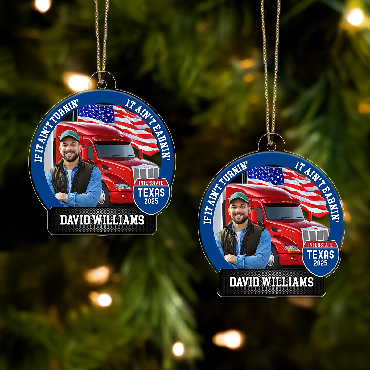 Custom Photo Trucker America Flag