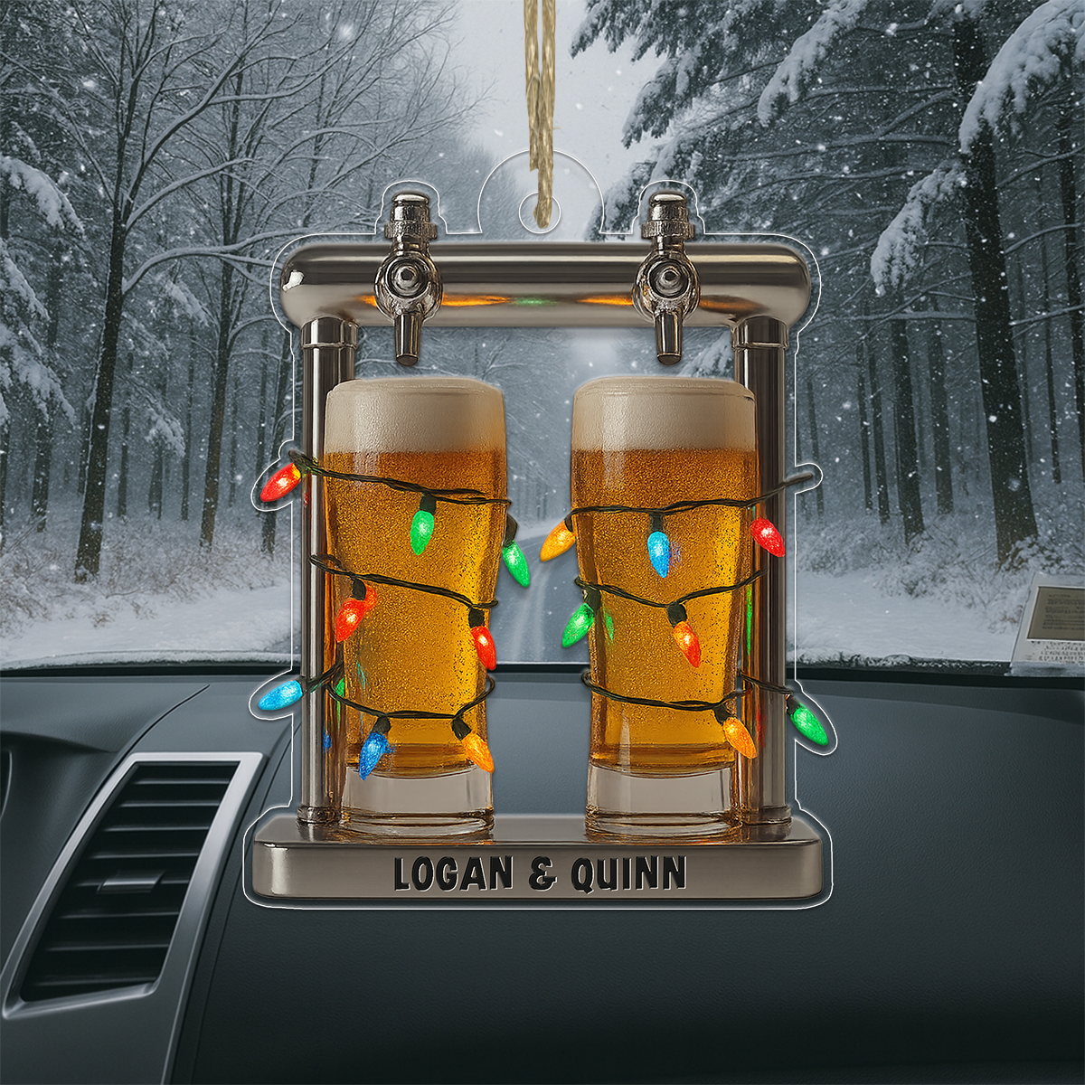 Custom Name Beer Friendship Acrylic Ornament Christmas Gift