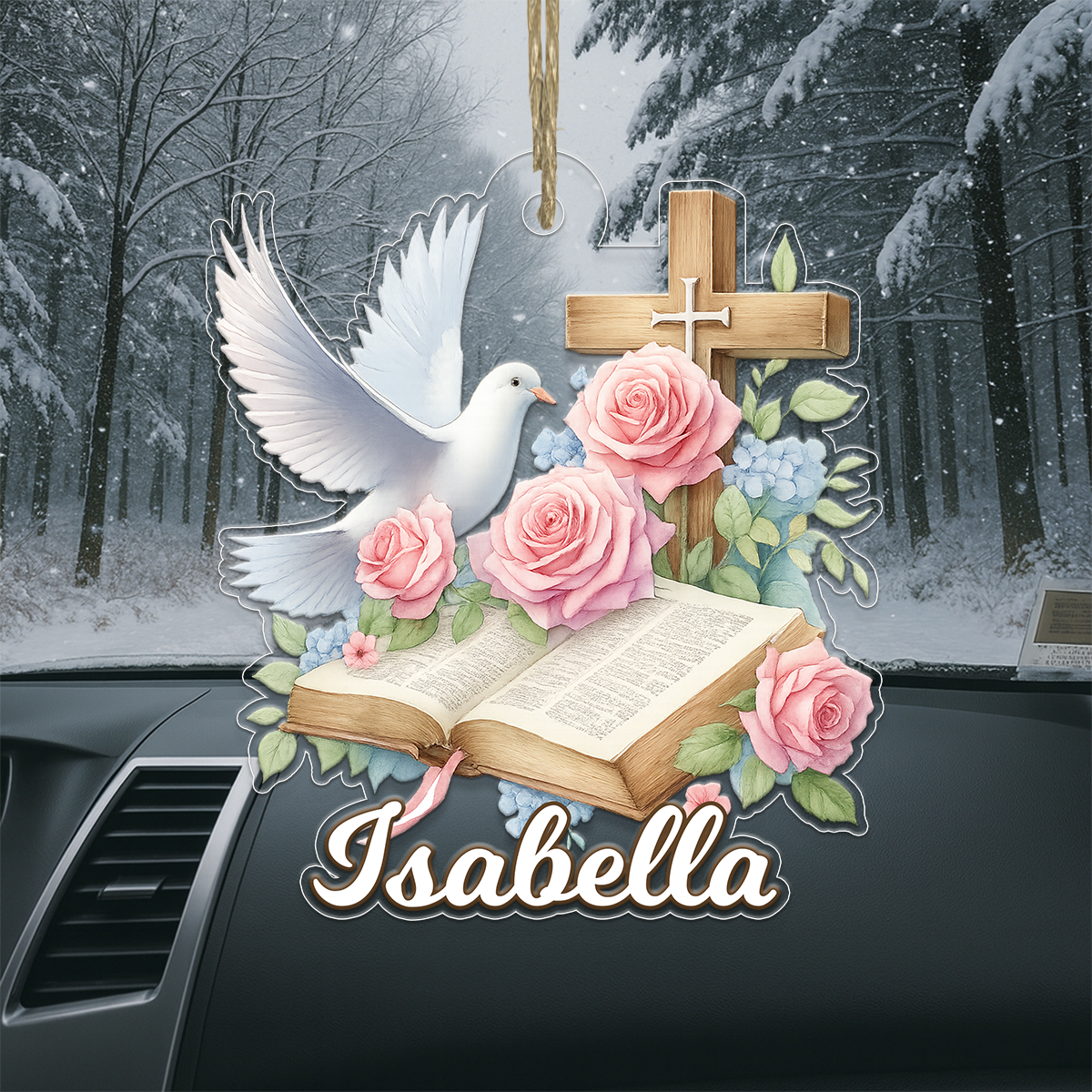 Custom Name Holly Bible Acrylic Ornament Christmas Gift