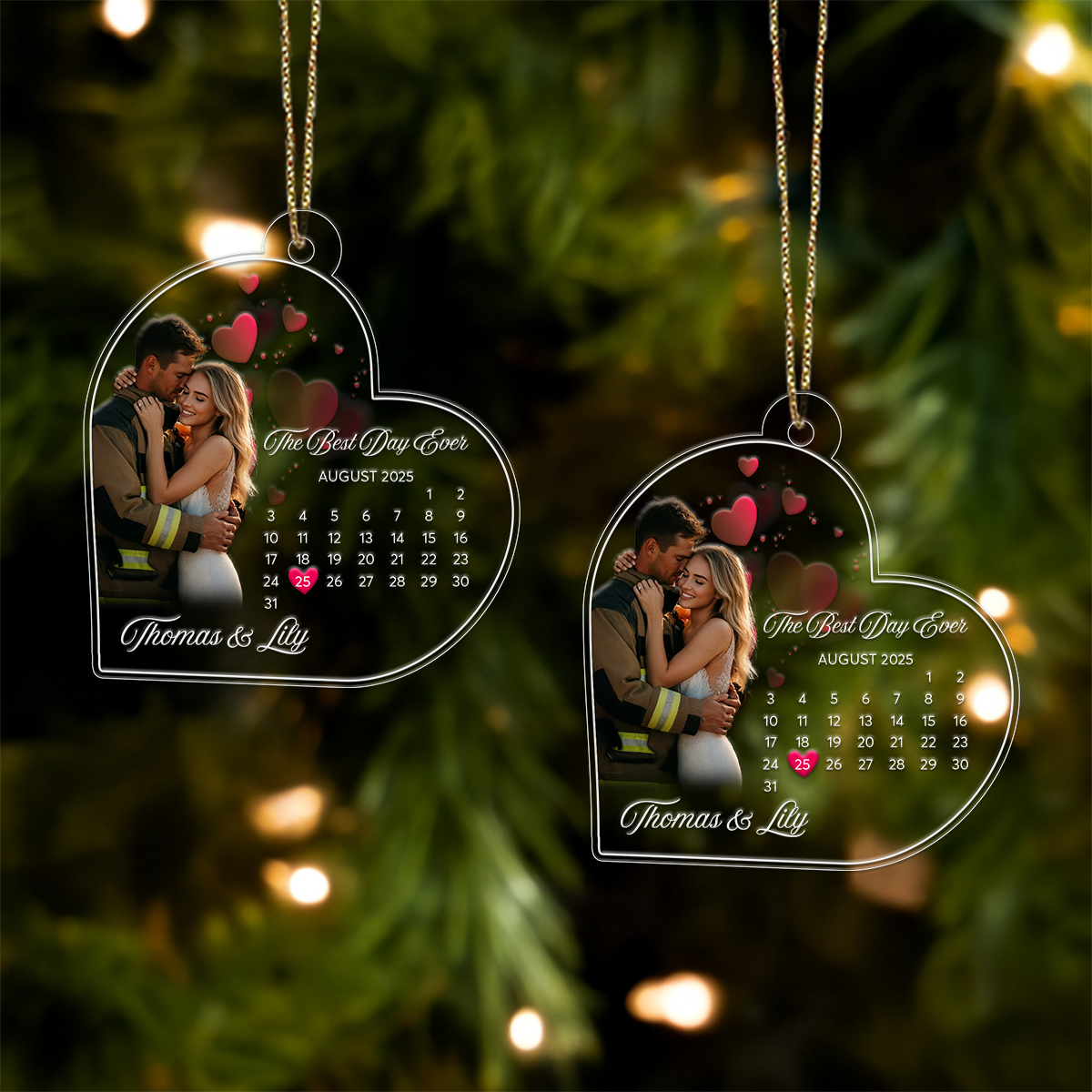 Custom Photo And Date Firefighter Couple