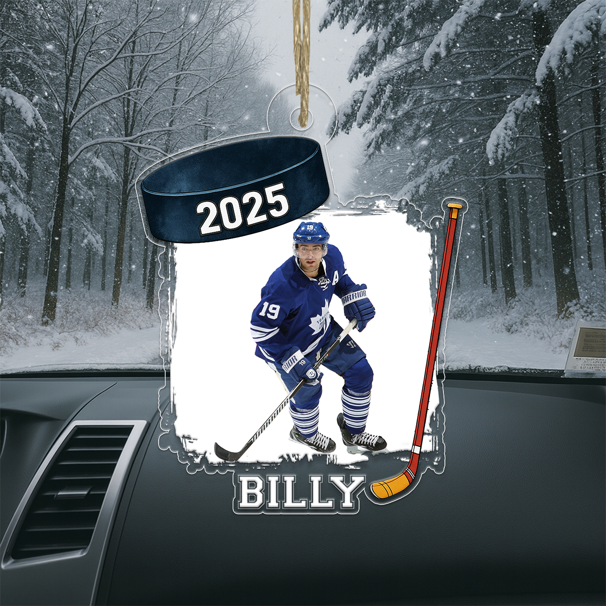 Custom Photo Hockey Player Xmas Acrylic Ornament Christmas Gift