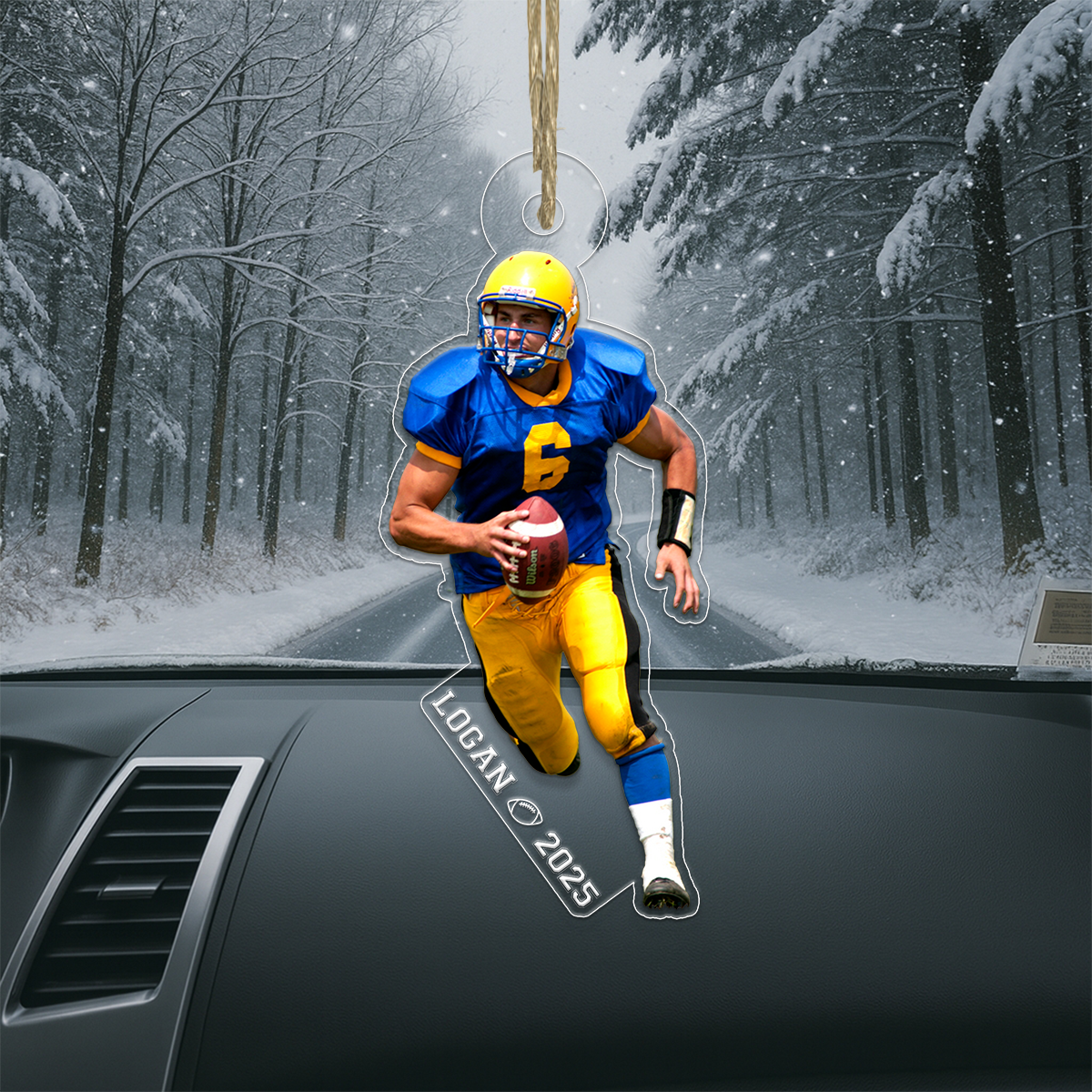 Custom Photo Football Player With Name And Number Acrylic Ornament Christmas Gift