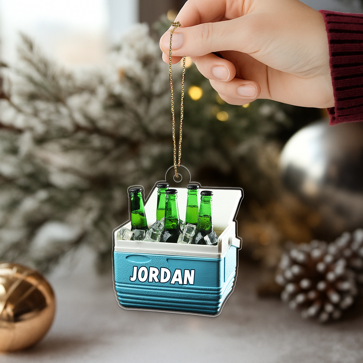 Custom Name Beer In Ice Bucket Acrylic Ornament Christmas Gift