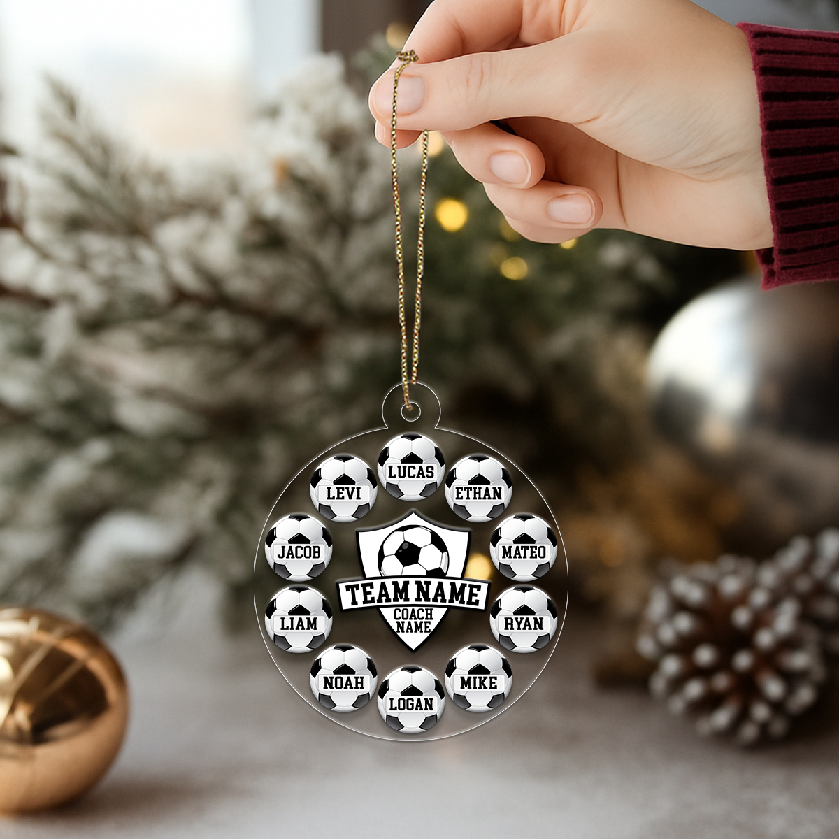 Custom Name Soccer Team Chritsmas Acrylic Ornament Christmas Gift