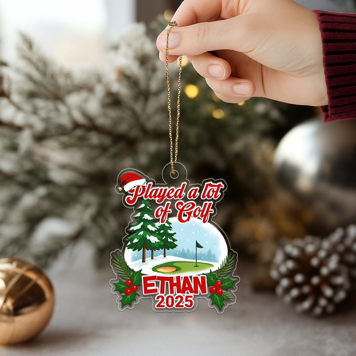 Custom Name Played A Lot Of Golf Acrylic Ornament Christmas Gift