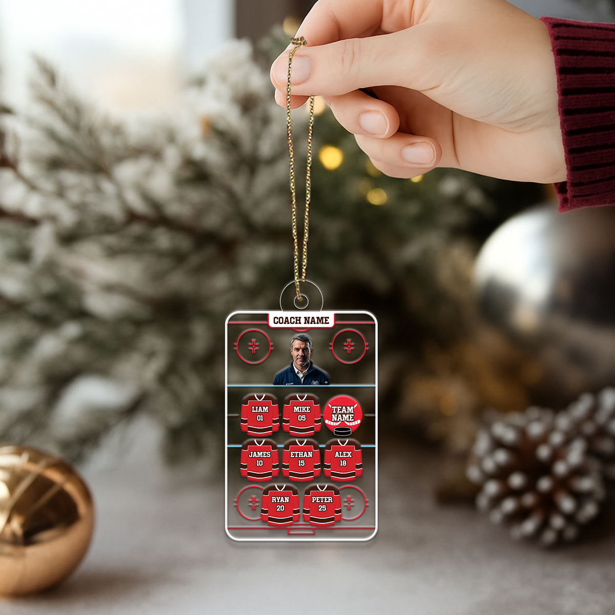 Custom Name Hockey Team Coach Acrylic Ornament Christmas Gift