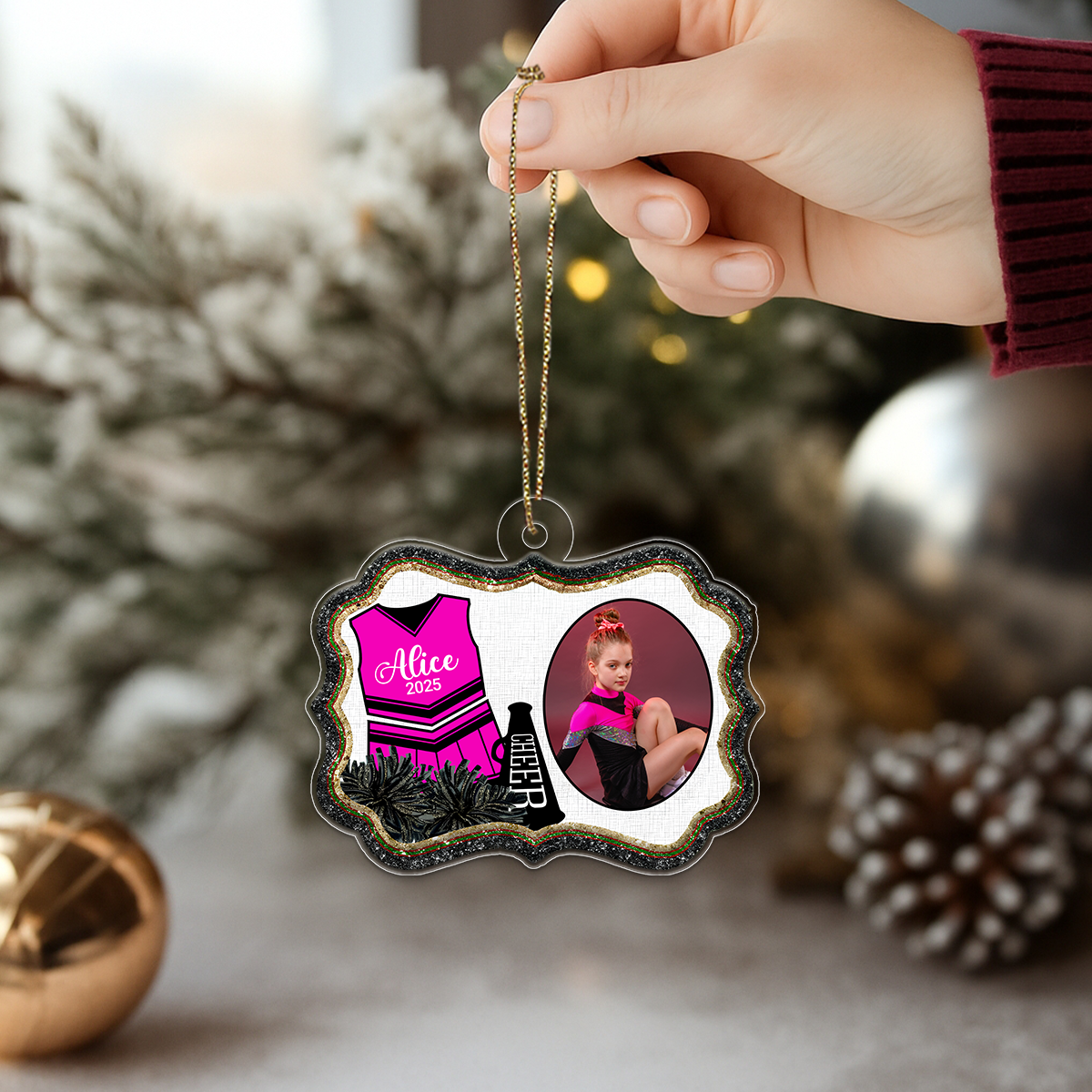 Custom Photo Cheer For Baby Girl Acrylic Ornament Christmas Gift