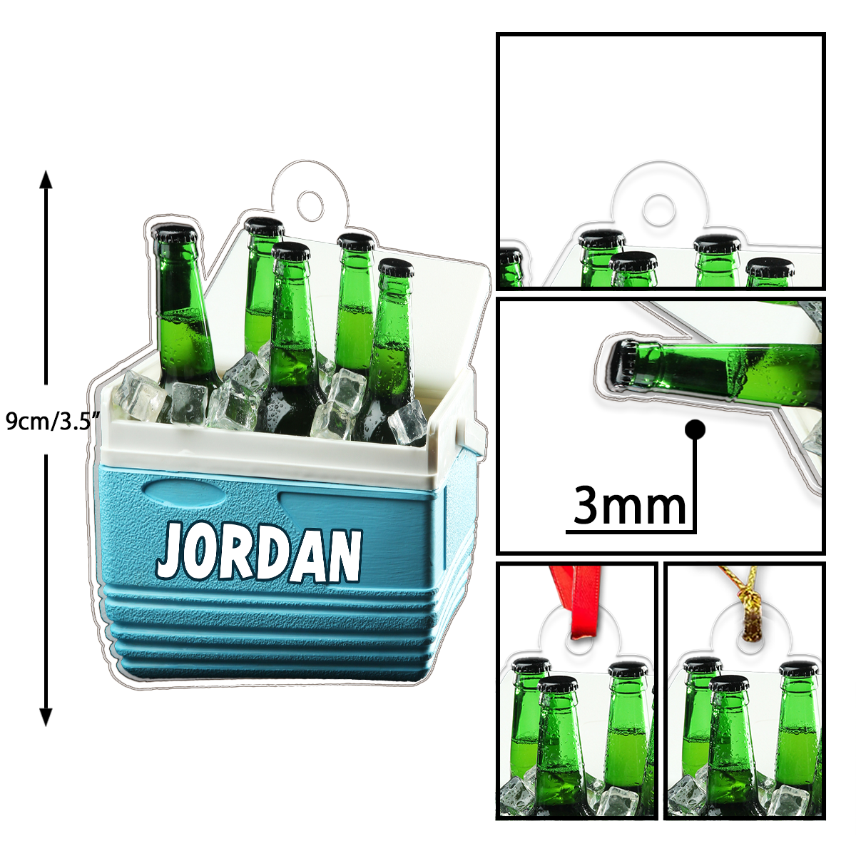 Custom Name Beer In Ice Bucket Acrylic Ornament Christmas Gift