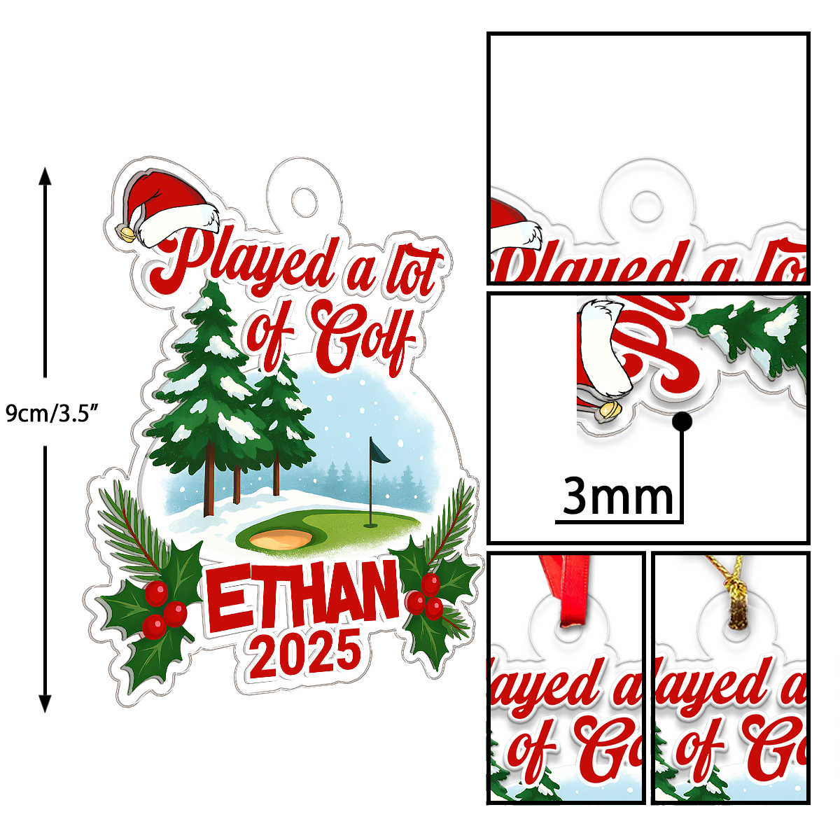 Custom Name Played A Lot Of Golf Acrylic Ornament Christmas Gift