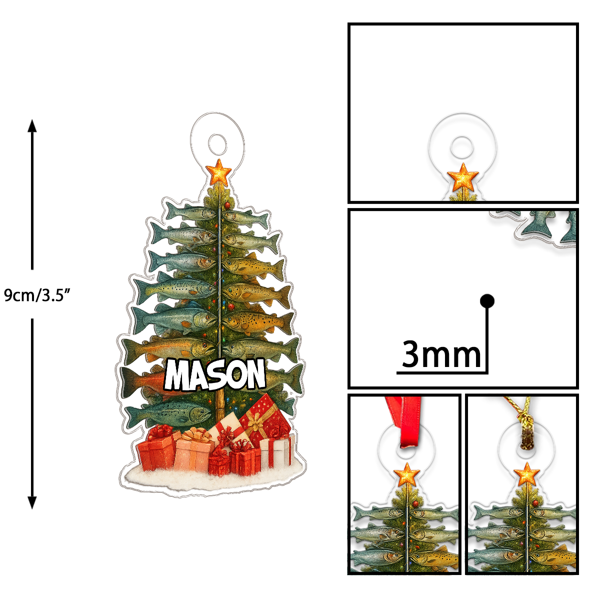 Custom Name Fishing Xmas Acrylic Ornament Christmas Gift