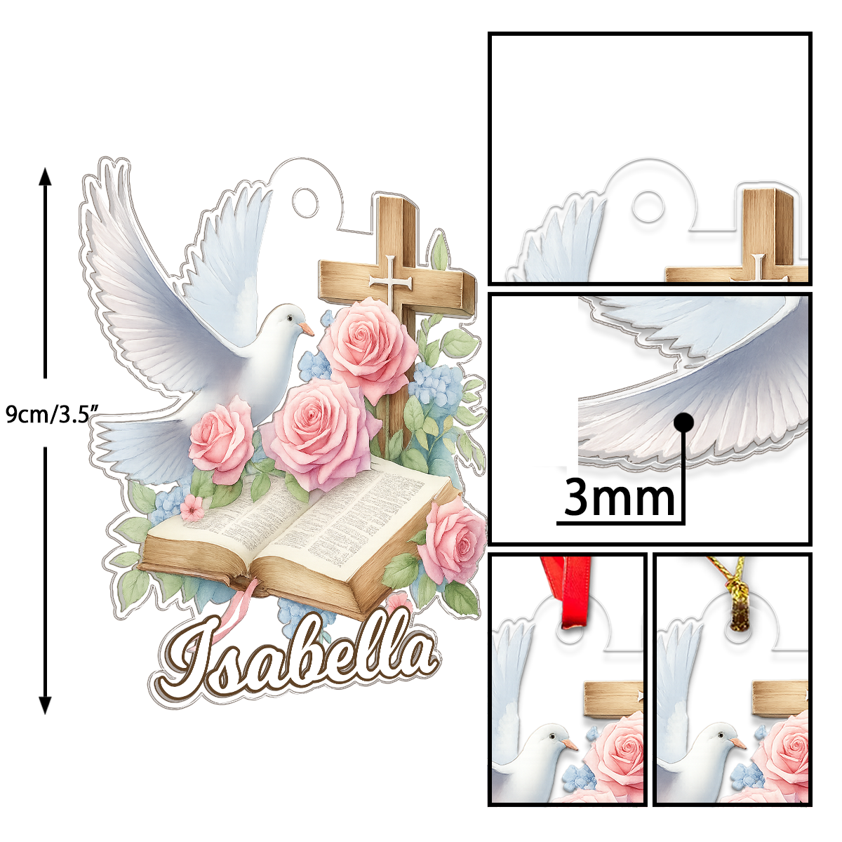 Custom Name Holly Bible Acrylic Ornament Christmas Gift