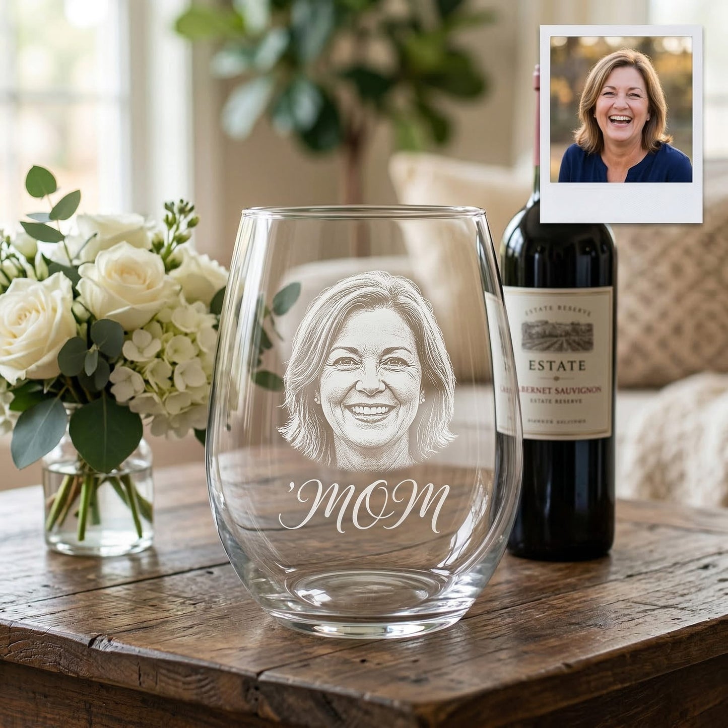 Custom Photo Mom Wine Glass | Personalized Mom Wine Glass | Gift For Mom | Mother's Day Gifts (Copy)