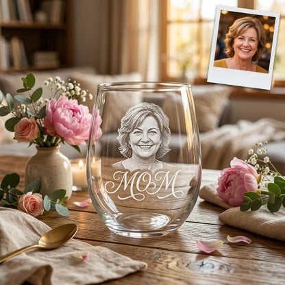 Custom Mom Wine Glass | Photo Mom Wine Glass | Gift For Mom | Mother's Day Gifts