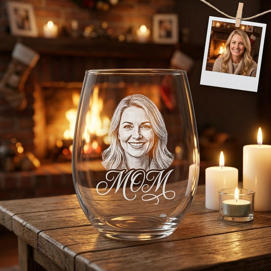 Custom Mom Wine Glass | Photo Mom Wine Glass | Gift For Mom | Mother's Day Gifts
