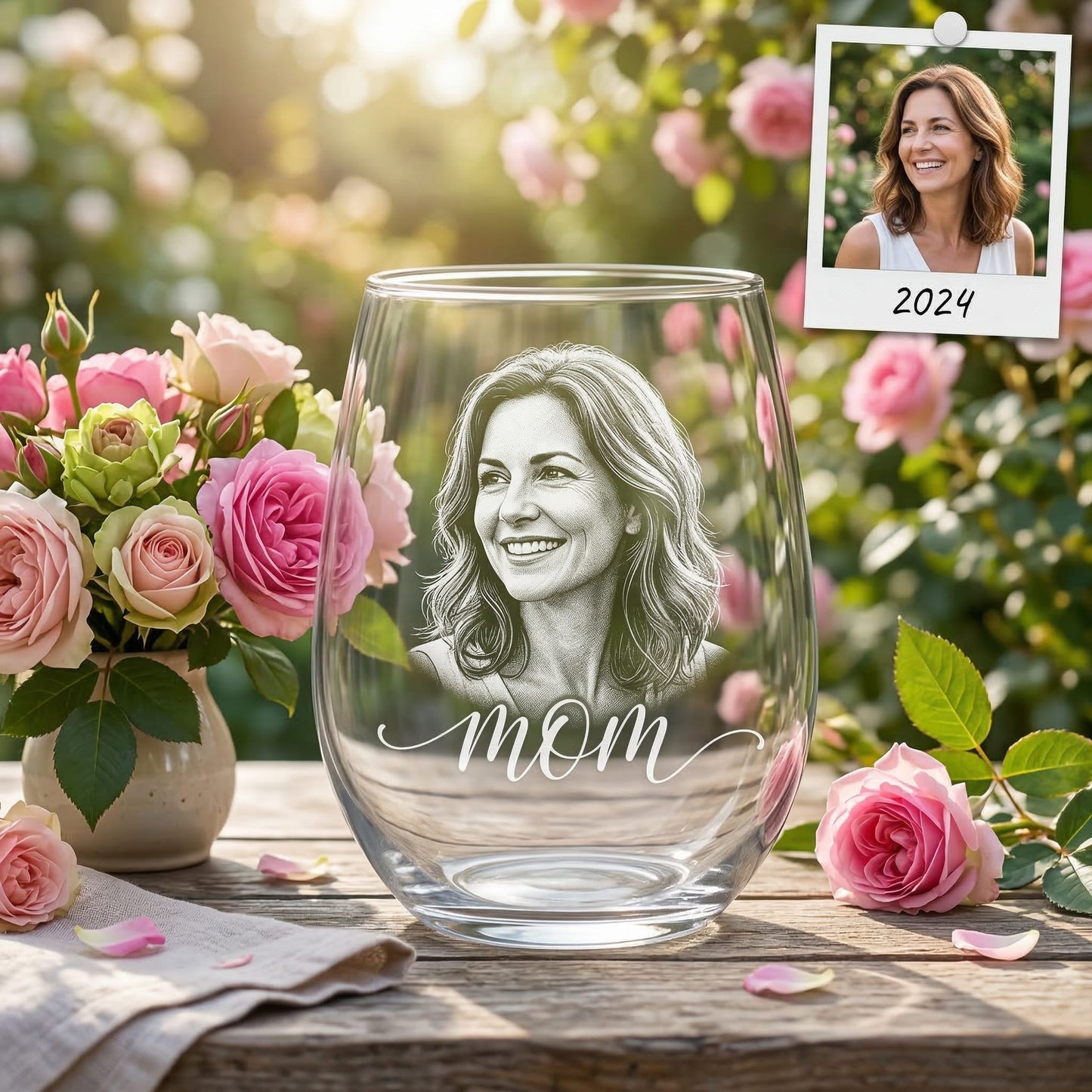 Custom Mom Wine Glass | Photo Mom Wine Glass | Gift For Mom | Mother's Day Gifts