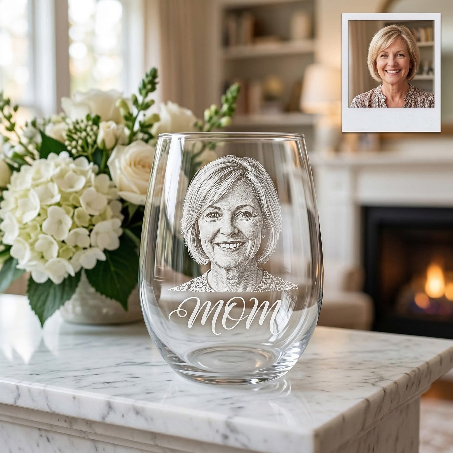 Custom Mom Wine Glass | Photo Mom Wine Glass | Gift For Mom | Mother's Day Gifts
