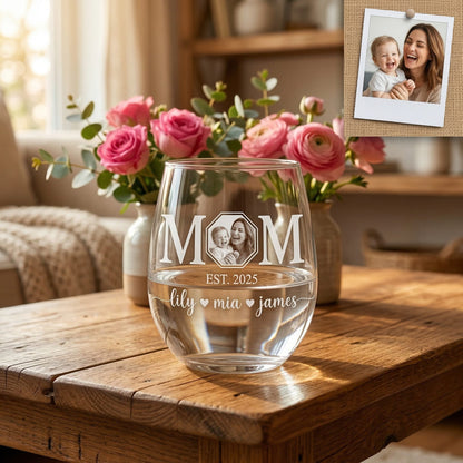 Custom Photo Mom Wine Glass | Personalized Mom Wine Glass | Gift For Mom | Mother's Day Gifts