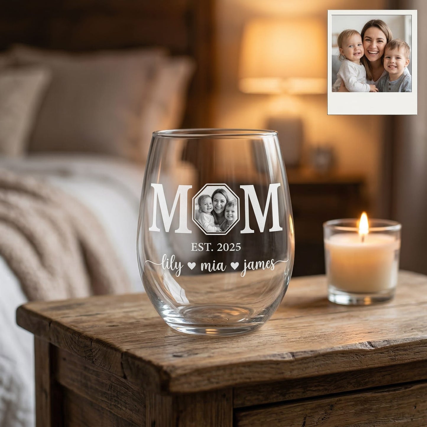 Custom Photo Mom Wine Glass | Personalized Mom Wine Glass | Gift For Mom | Mother's Day Gifts