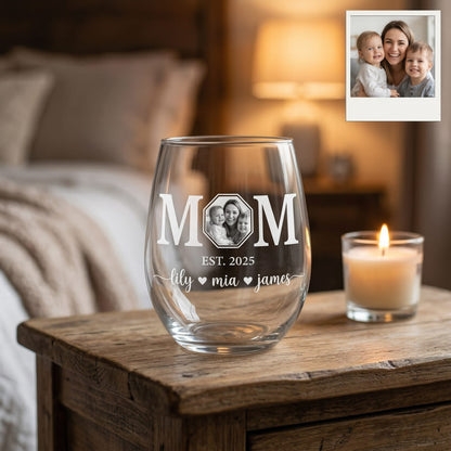 Custom Photo Mom Wine Glass | Personalized Mom Wine Glass | Gift For Mom | Mother's Day Gifts