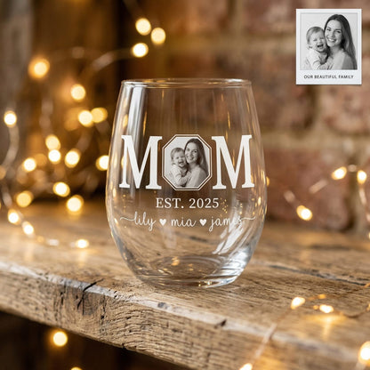 Custom Photo Mom Wine Glass | Personalized Mom Wine Glass | Gift For Mom | Mother's Day Gifts