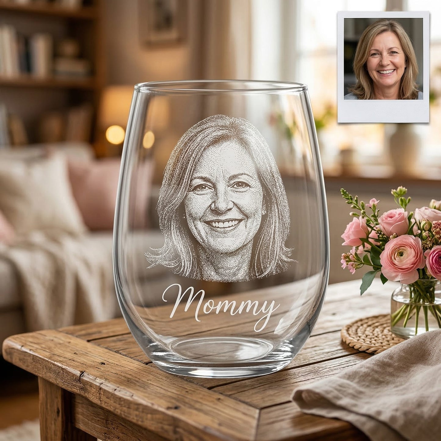 Custom Photo Mommy Wine Glass | Personalized Mom Wine Glass | Gift For Mom | Mother's Day Gifts