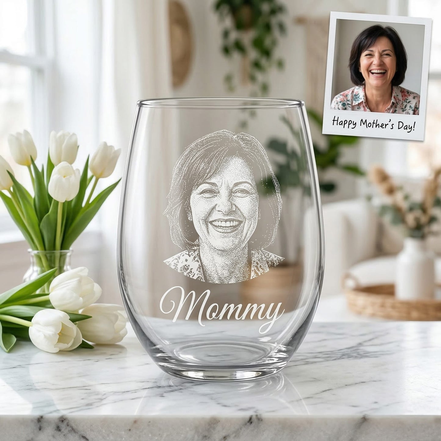 Custom Photo Mommy Wine Glass | Personalized Mom Wine Glass | Gift For Mom | Mother's Day Gifts