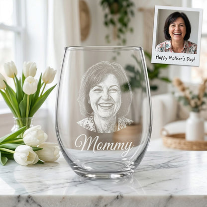 Custom Photo Mommy Wine Glass | Personalized Mom Wine Glass | Gift For Mom | Mother's Day Gifts