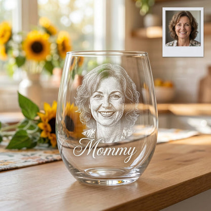 Custom Photo Mommy Wine Glass | Personalized Mom Wine Glass | Gift For Mom | Mother's Day Gifts