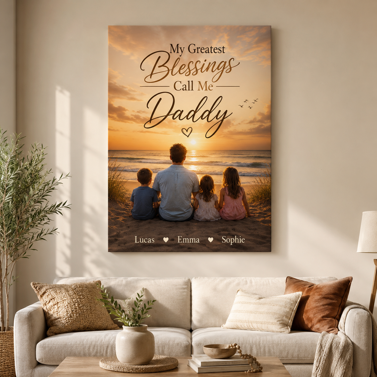 Custom Photo My Greatest Blessing Call Me Daddy Canvas Wall Art - Custom Gift For Dad TOM99
